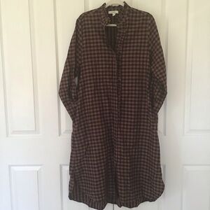 COS Brown and Black Checked Long Shirt Dress